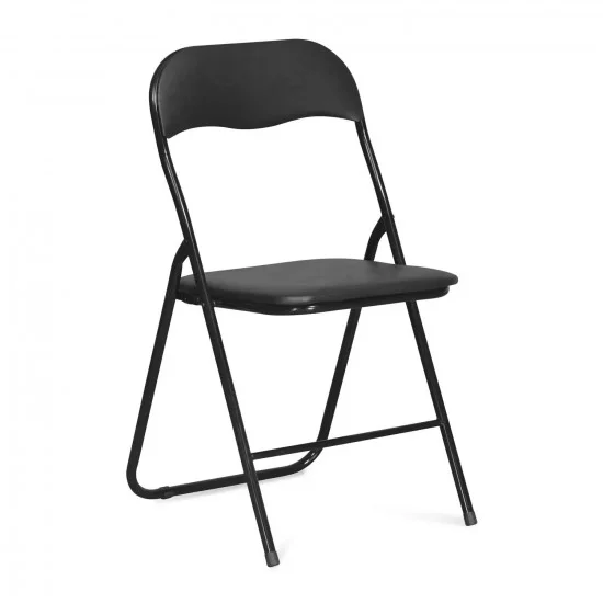 Стілець складаний INTARSIO TIKO Чорний метал / Чорна Екошкіра